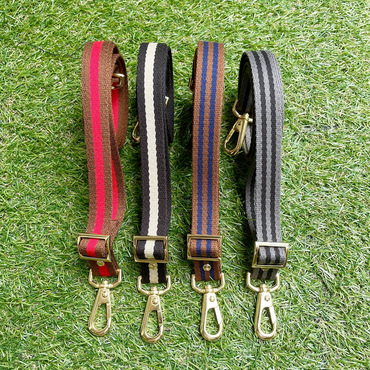 HOSU ストライプストラップドッグリード(20mm)/ブラウン×ネイビー