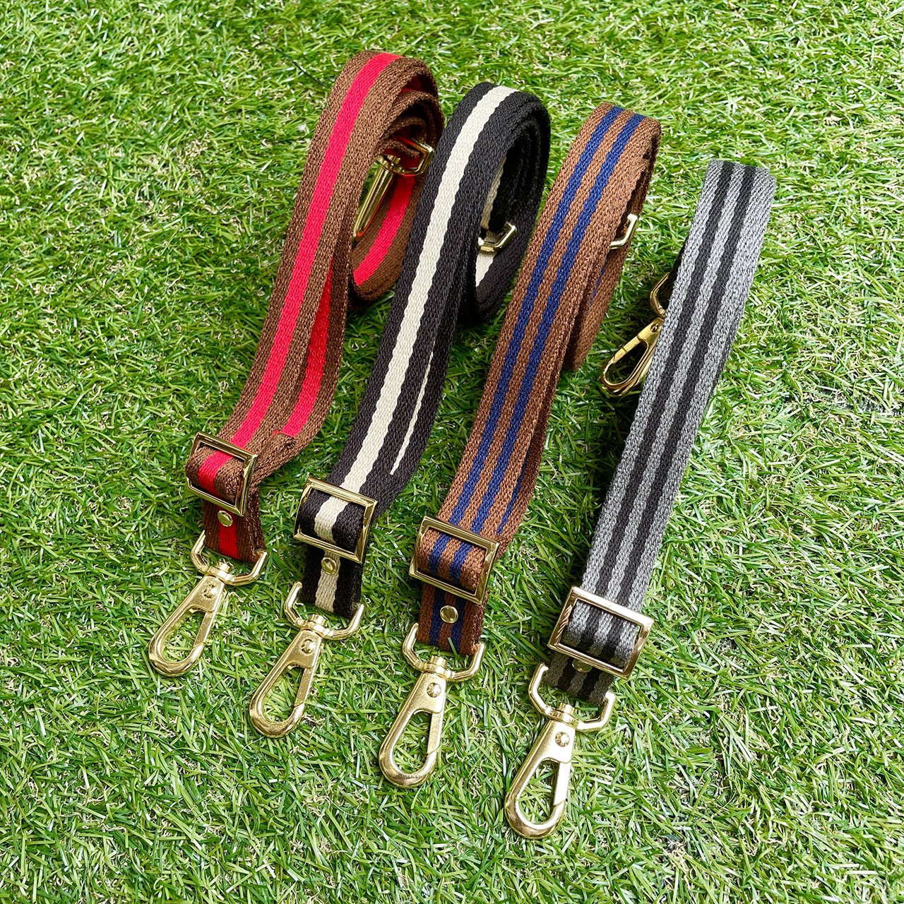 HOSU ストライプストラップドッグリード(20mm)/レッド×ブラウン