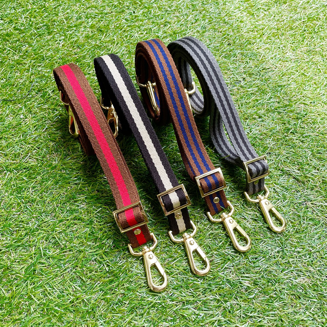 HOSU ストライプストラップドッグリード(20mm)/ブラウン×ネイビー